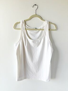 NWT Sympli Classic Fit Relax Long Tank 14 White Stretch Jersey Layering Capsule